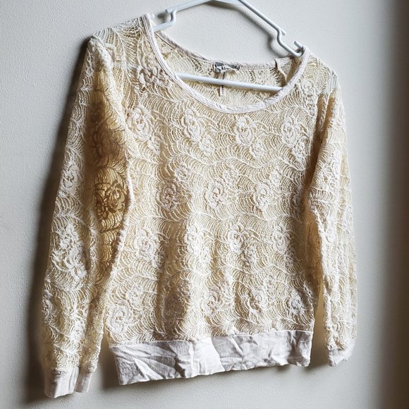 Kirra Cream Lace Floral Jersey Size Small - Picture 2 of 15
